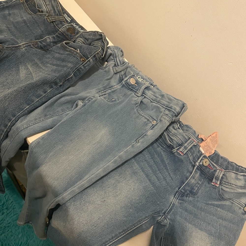 Cat & Jack Blue Skinny Jeans Faded Texture